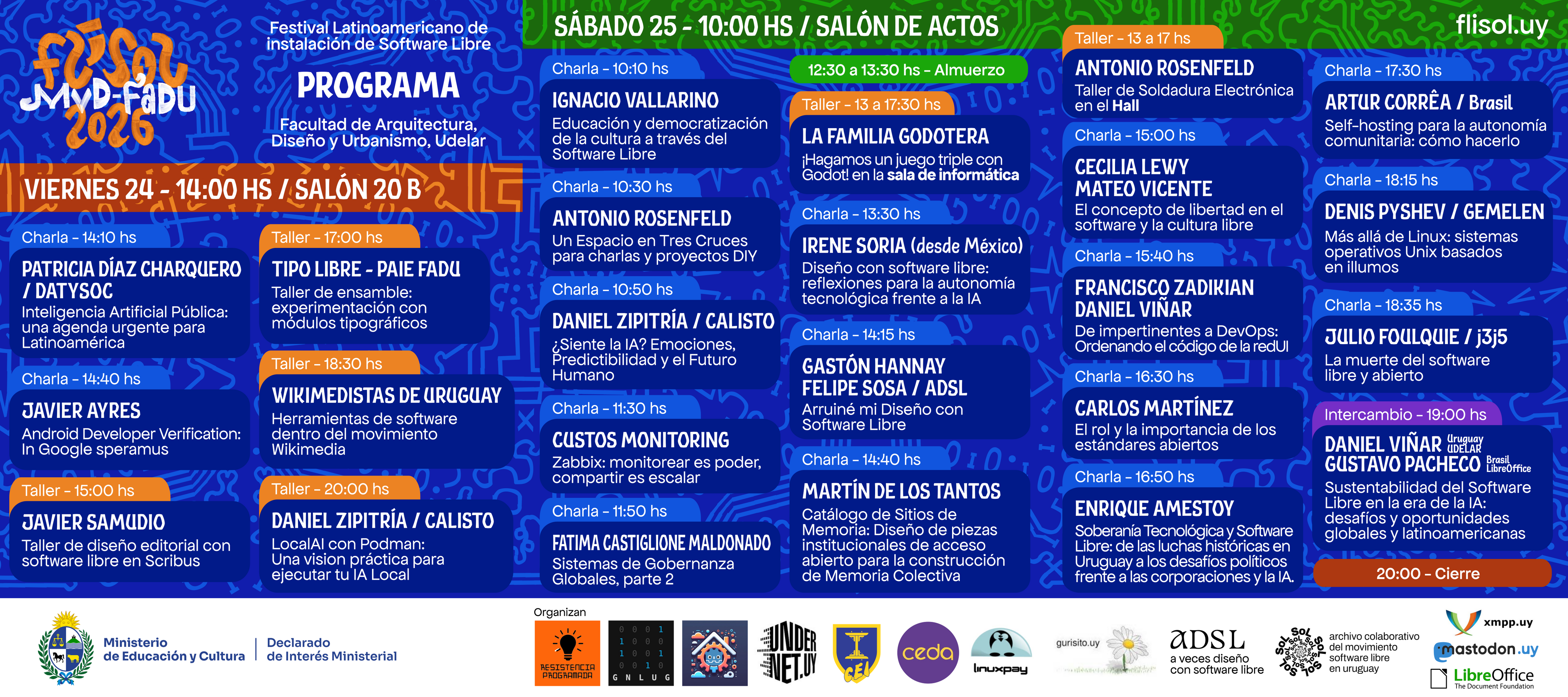 Grilla del programa FLISoL 2026