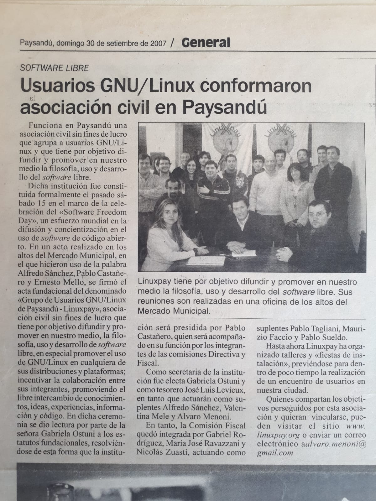 Usuarios GNU/Linux conformaron asociación civil en Paysandú, 2007. Archivo LinuxPay.